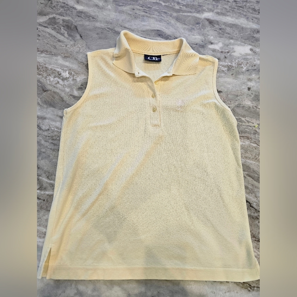 CB Petite Cd Casual Yellow Sleeveless Golf Polo Medium